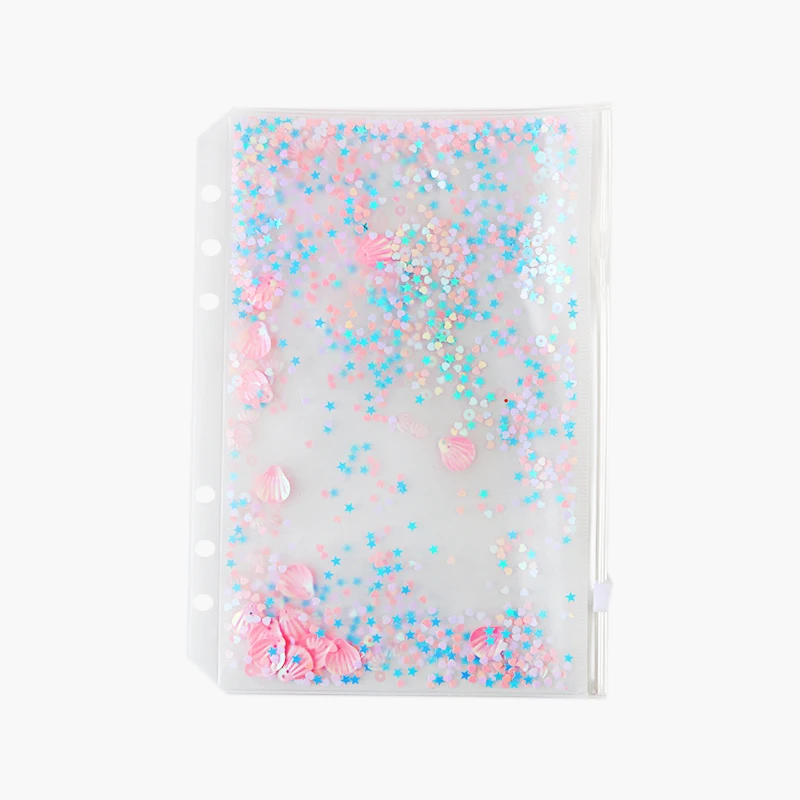 

Sequins flash A5 A6 storage bag zipper bag hand book loose-leaf separator page accessories