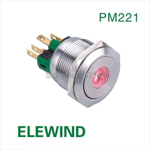 

ELEWIND 22mm Stainless steel Dot illuminated Momentary push button switch(PM221F-11D/R/12V/S)