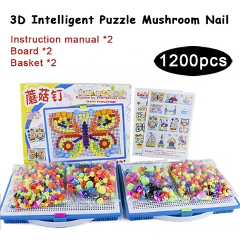 

DOLLRYGA 1200pcs Mushroom Nail Intelligent 3D Puzzle Game For Kid Plastic Flashboard Educational Toys For Children Birthday Gift