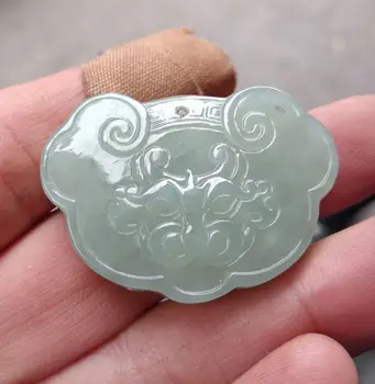 

Exquisite Jadeite Bluish White Jade Hand Carved Tiger Pendant Amulet Talisman sculpture Carving