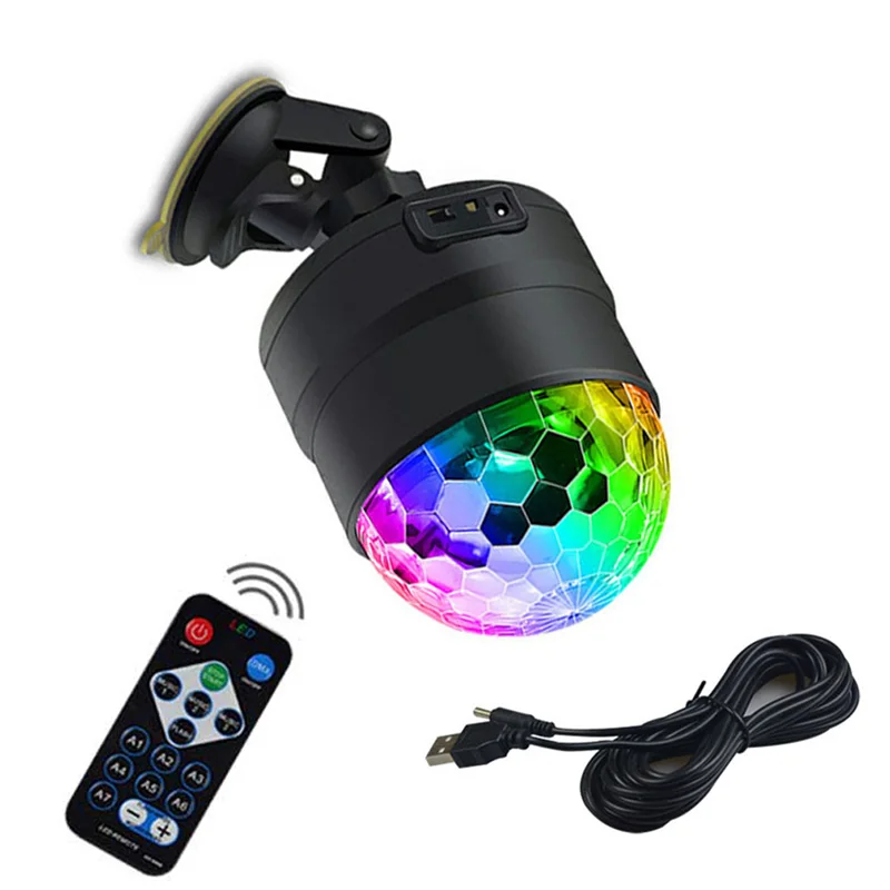 

Car music voice control RGB ED decoration atmosphere DJ lamp laser party disco club colorful effect car light USB charging