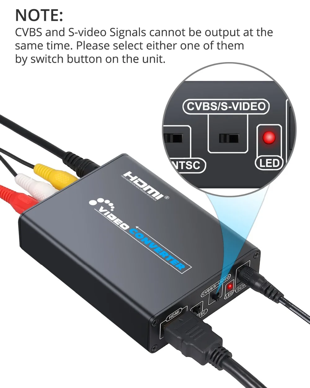  Proster HDMI to Composite 3RCA AV S-Video R/L Audio Video Converter Adapter DAC Support 720P/1080P 