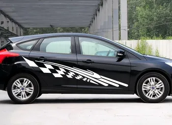 

Car racing Grids sport flags 87'' Door Decal for Foucs Fiesta Vinyl Side Sticker ZC369