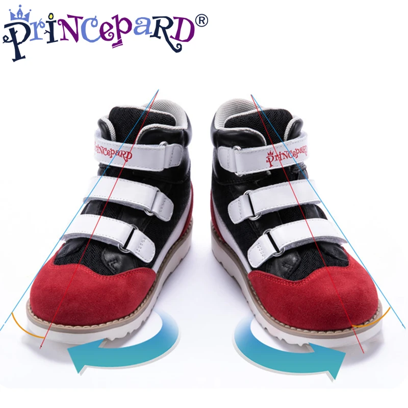 Princepard счетчик последние ортопедические ботинки для детей красный белый черный Размер 20-37