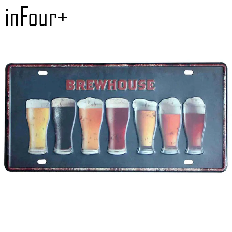 

[inFour+] New Brewhouse Plate Metal Plate Car Number Tin Sign Bar Pub Cafe Home Decor Metal Sign Garage Painting Plaques Sign