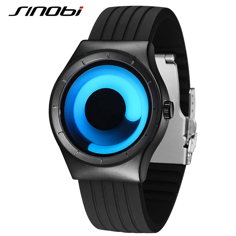 Часы SINOBI Мужские модные кварцевые с синим силиконовым ремешком 2019|watch brand|watch brand