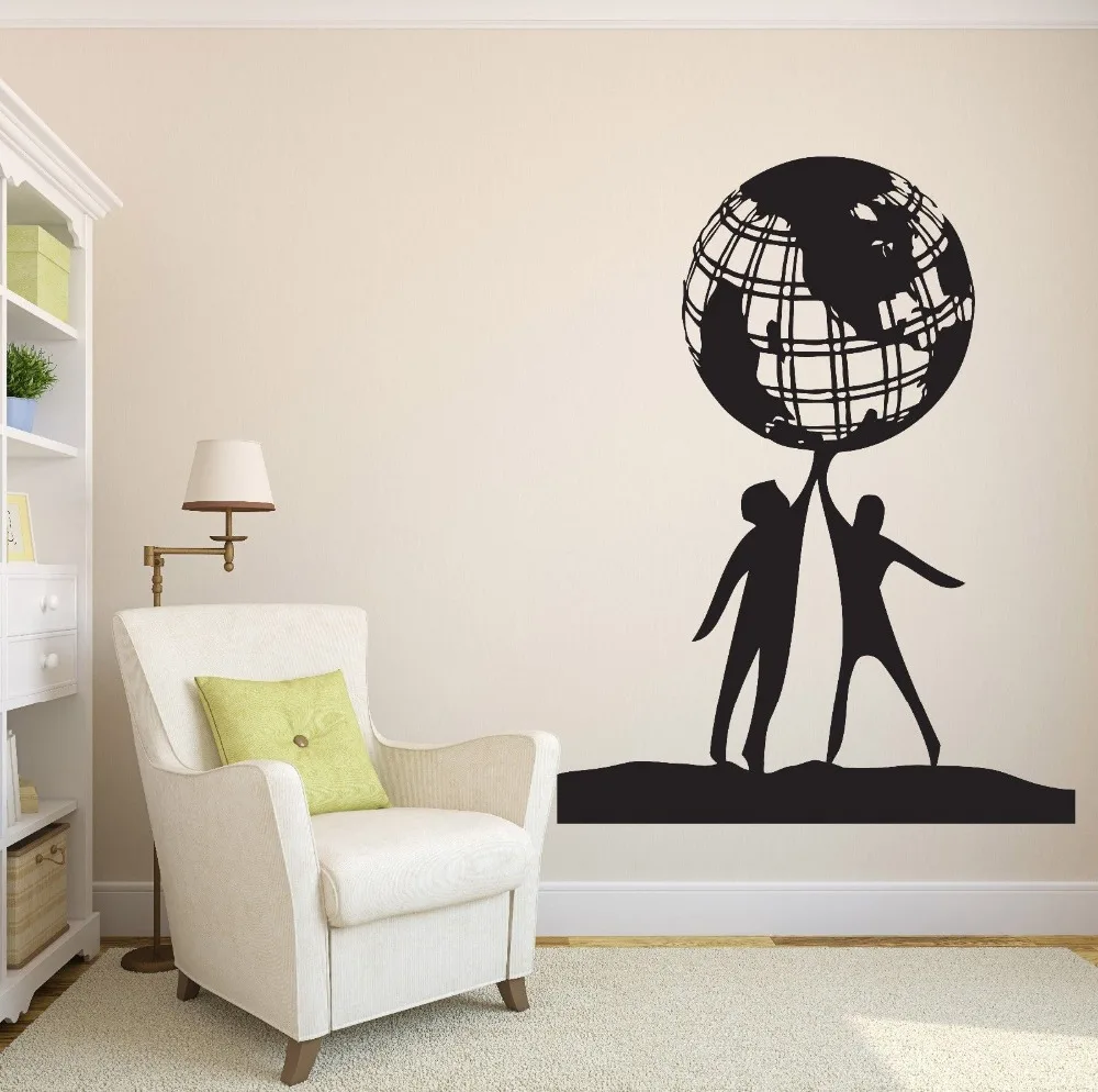 

Free shiping diy People World Friendship Earth Globe Planet Peace Vinyl Wall Sticker home decor Wall Decal wallpaper wall art