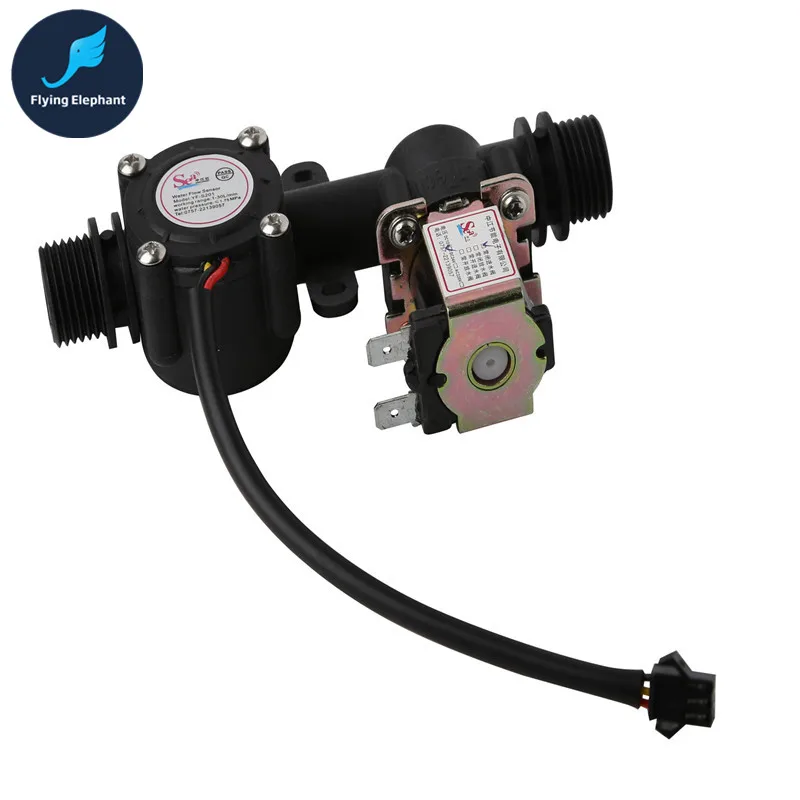 G1/2 Water Flow Sensor + Solenoid Valve , Plastic One Valve 1 30L/Min