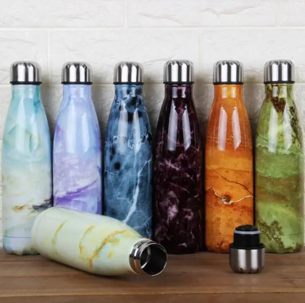 Термос из нержавеющей стали с изоляцией, термос с двойными стенками, термосы, портативные дорожные спортивные бутылки 500 мл, 11 цветов