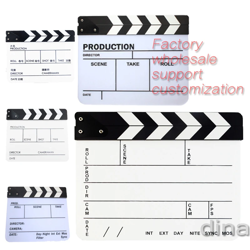 

Clapperboard Clapper Board Slate Cut Prop Acrylic 29.8*24.8cm Video Scene Professional Erase Director TV Movie Role Play Action