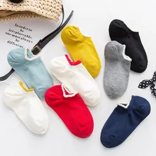 Милые носки для женщин, хлопковые однотонные короткие носки, яркие цвета, дышащие милые носки для женщин, удобные