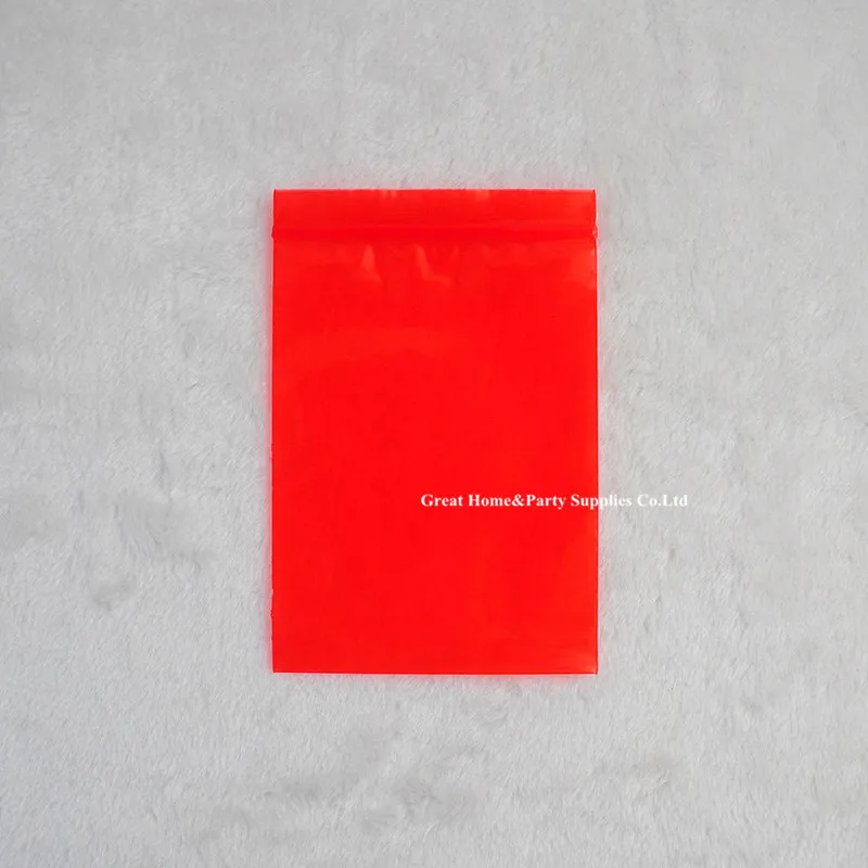 14x20CM Small Size 100pcs Flat Red Reclosable Poly Ziplock Package Pouch Repacking Plastic