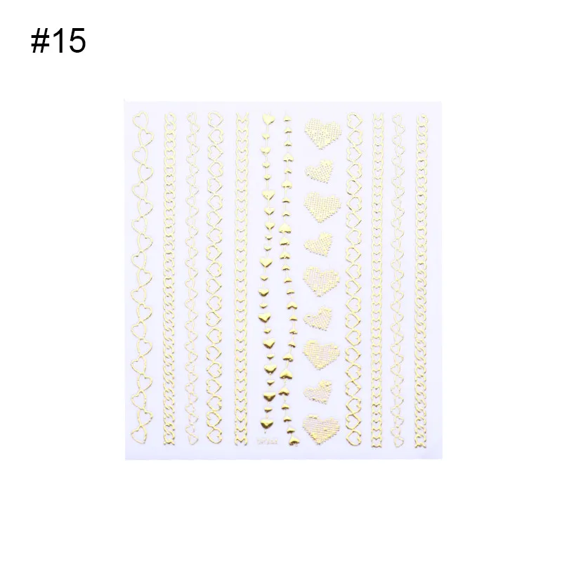 Золотые 3D наклейки для ногтей, полосы, геометрическое сердце, самоклеющиеся наклейки для нейл-арта, переводные наклейки, украшение для маникюра - Цвет: Pattern 24