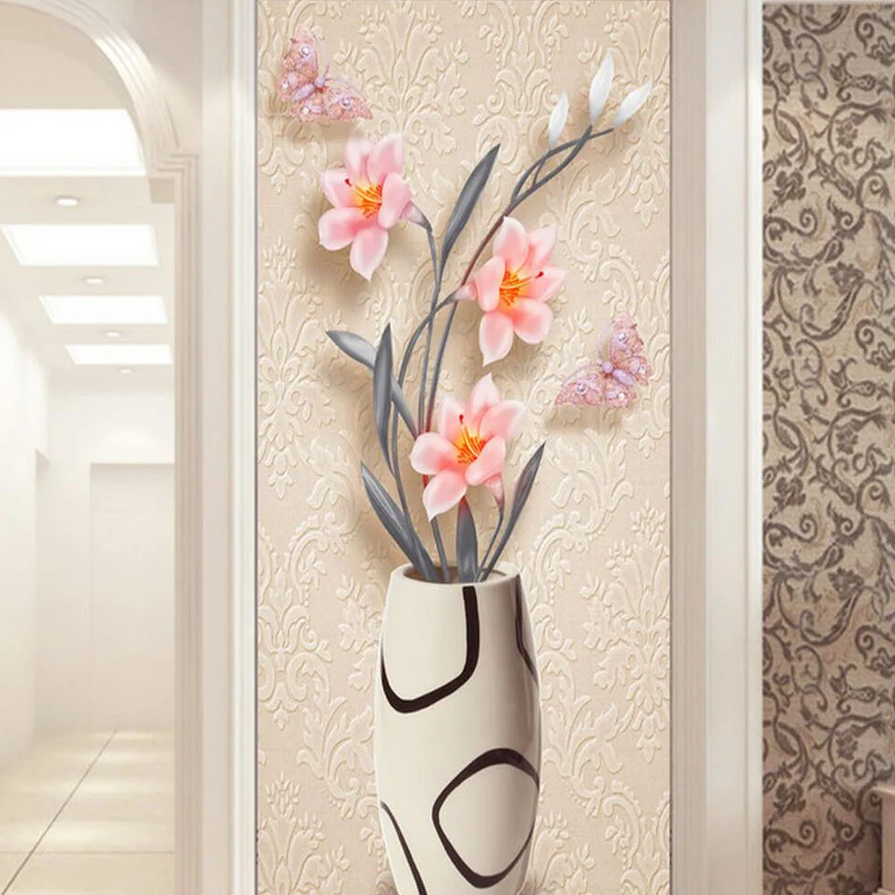 

Papel Pintado Pared Rollos Vvase Floral Wallpaper 3d Room Landscape Wall Papers Home Decor Flower Hallway Mural