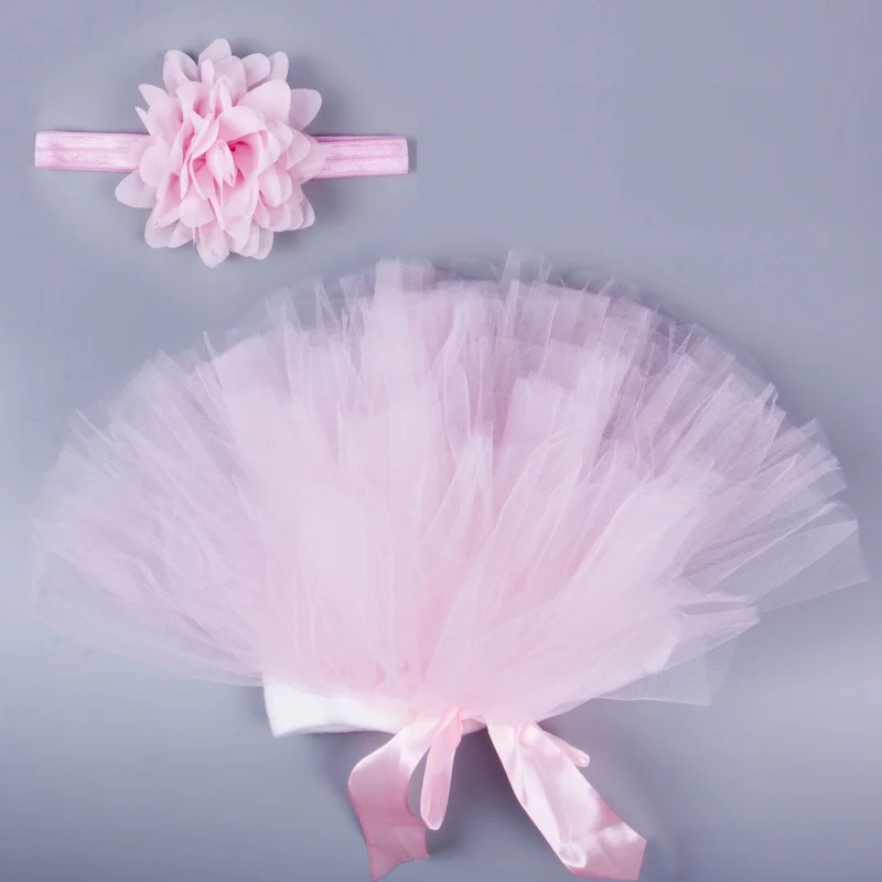 

2017 Brand Hot Newborn Pink Tutu Clothes Skirt+Headband 2pcs Lovely Baby Girls Crochet Photo Prop Voile Tulle Skirts Christmas