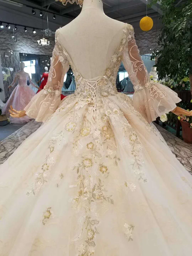 LSS180 Свадебные платья с расклешенными рукавами бесплатная доставка длина до пола