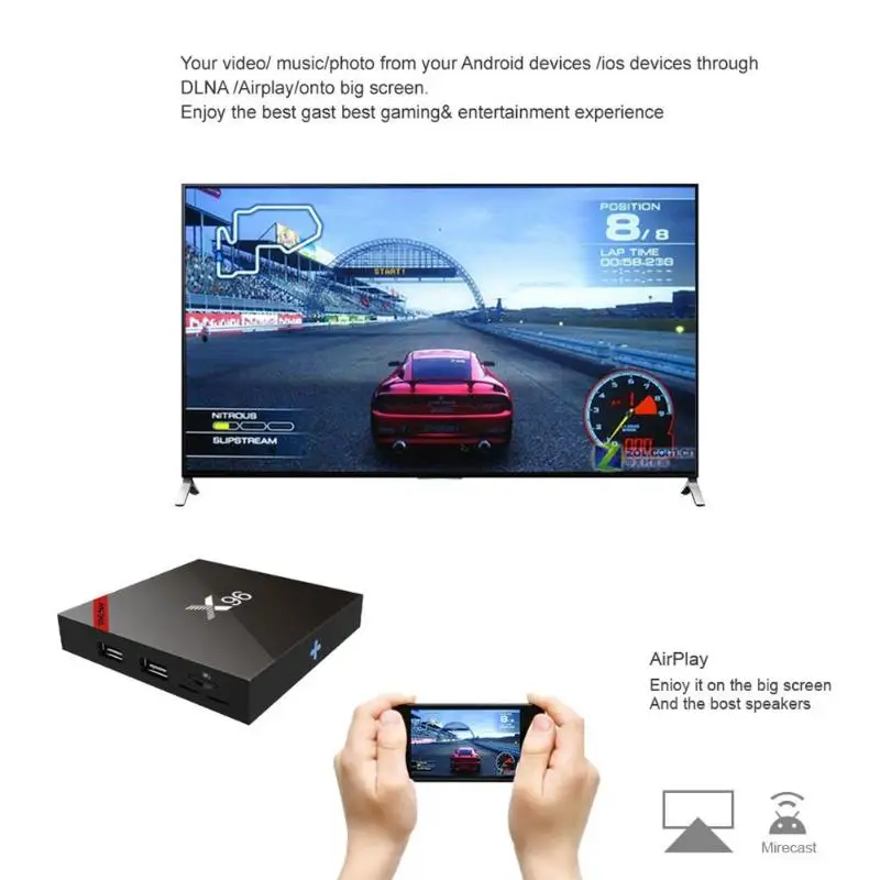 X96 Amlogic S905W четырехъядерный Android 7,1 tv Box 1 Гб+ 8 Гб BT4.0 2,4G WiFi 4K