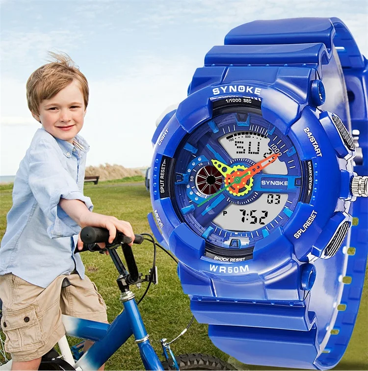 SYNOKE Новое поступление спортивные студенческие Детские часы многофункциональные водонепроницаемые часы светодиодный цифровые часы