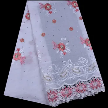 

African Dry Lace Fabric High Quality 100% Cotton Voile Lace Fabric Embroidery Cotton Voile Lace For Wedding Swiss Lace Y1673