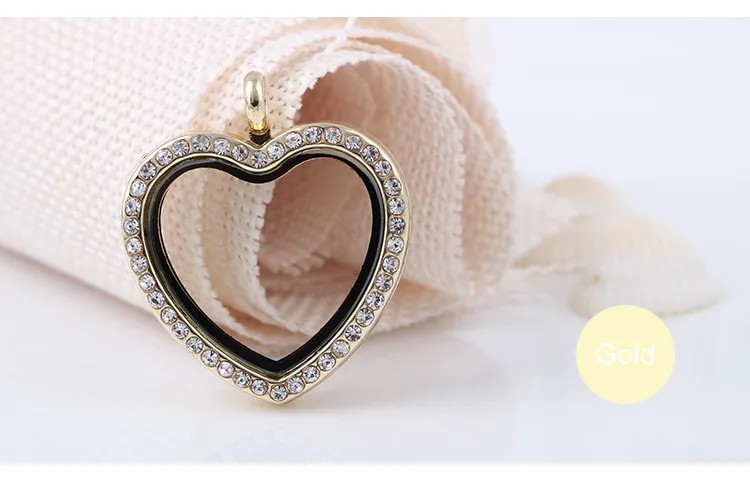 Мода 30 мм 5 шт Стразы Сердце плавающий медальон с памятью ожерелье круглые живые магнитные стеклянные медальоны без цепи