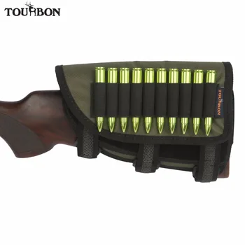 

Tourbon Gun Butt Stock Cheek Rest Tactical Left Handed Non-slip Padded Rifle Shell Pouch 10 Cartridges Holder Hunting Accessory