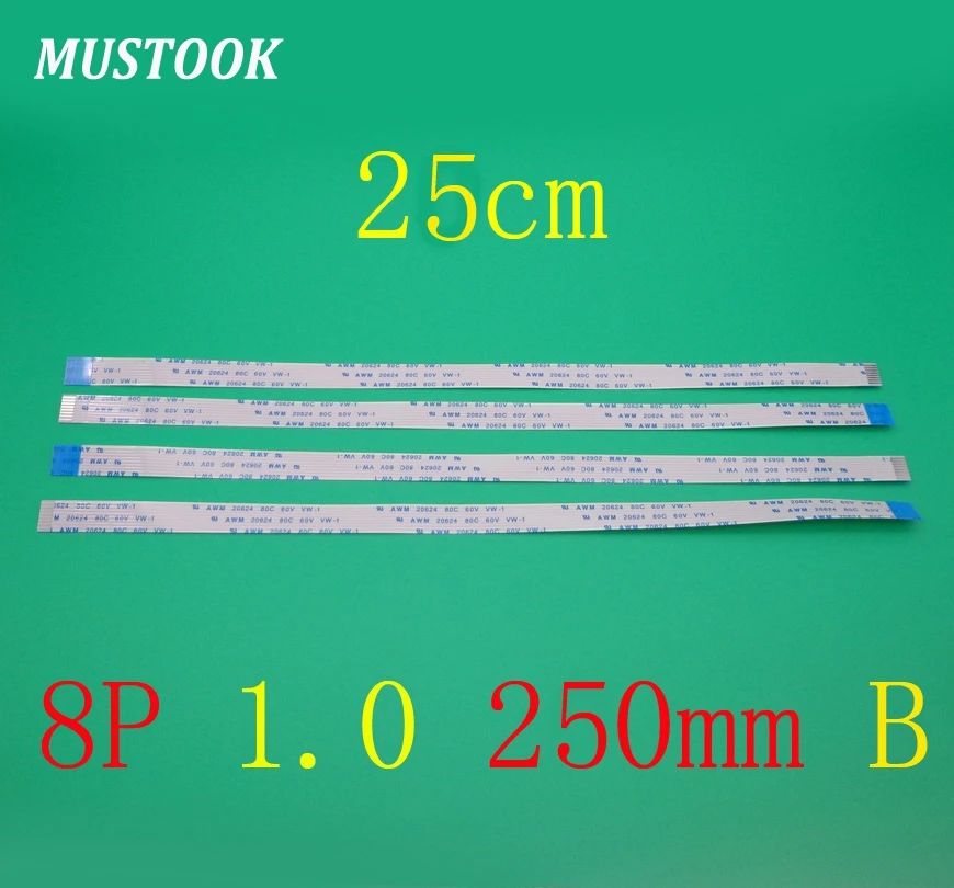 1pcs AWM 20624 80C 60V VW-1 FFC FPC flat flexible cable 1.0mm pitch 8pin Length 250mm Width 9mm Forward Flex Type B | Мобильные