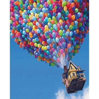 

ArtSailing pictures by numbers on canvas Air Balloon House paintings by numbers with Framed on the wall modular Poster NP-056
