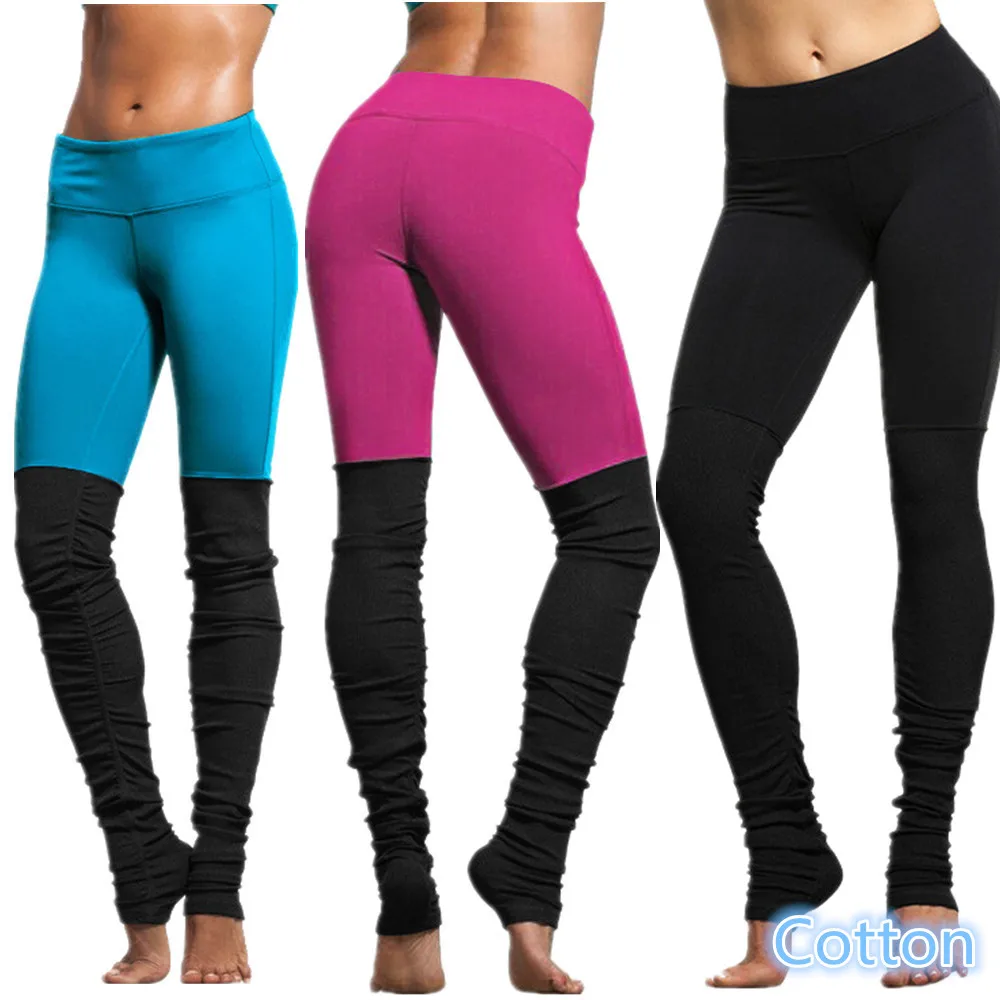 Cotton Running Tights Women Black Stretchy Yoga Pants Women Green High