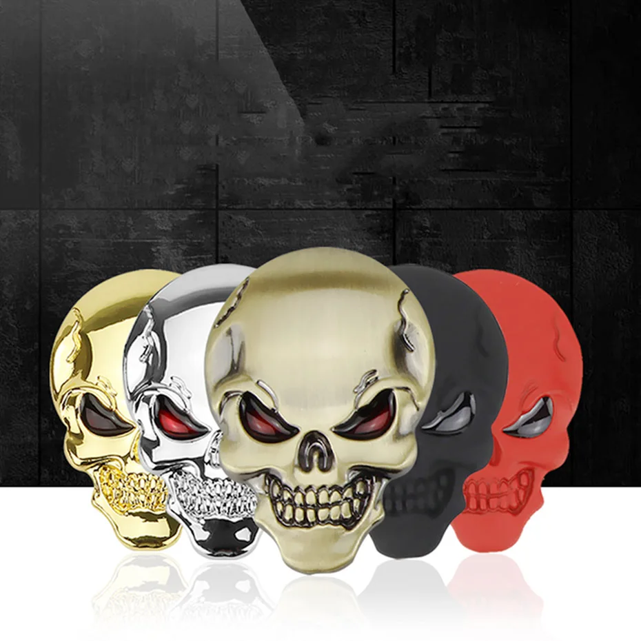 Popular Car Stickers Motorcycle Truck Emblem Decals Car Styling Sign Decoration Accessories 3D Metal Skull Car Sticker (7)