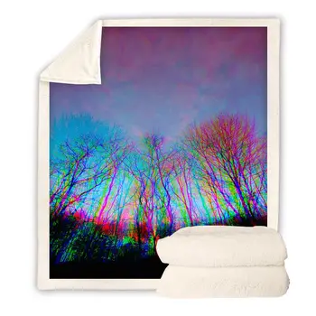 

Tree Color Fashion Throw Blanket Travel 3D Print VerySoft Warm Sherpa Fleece Microfiber Sofa Wearable Office Quilts Kid Adult