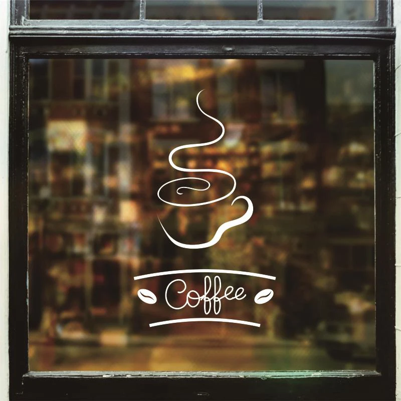 Кофейня вывеска наклейки на стену съемные наклейки для кухни на стены магазин логотип декор для оконного стекла чайная чашка Настенный декор домашний декор X62