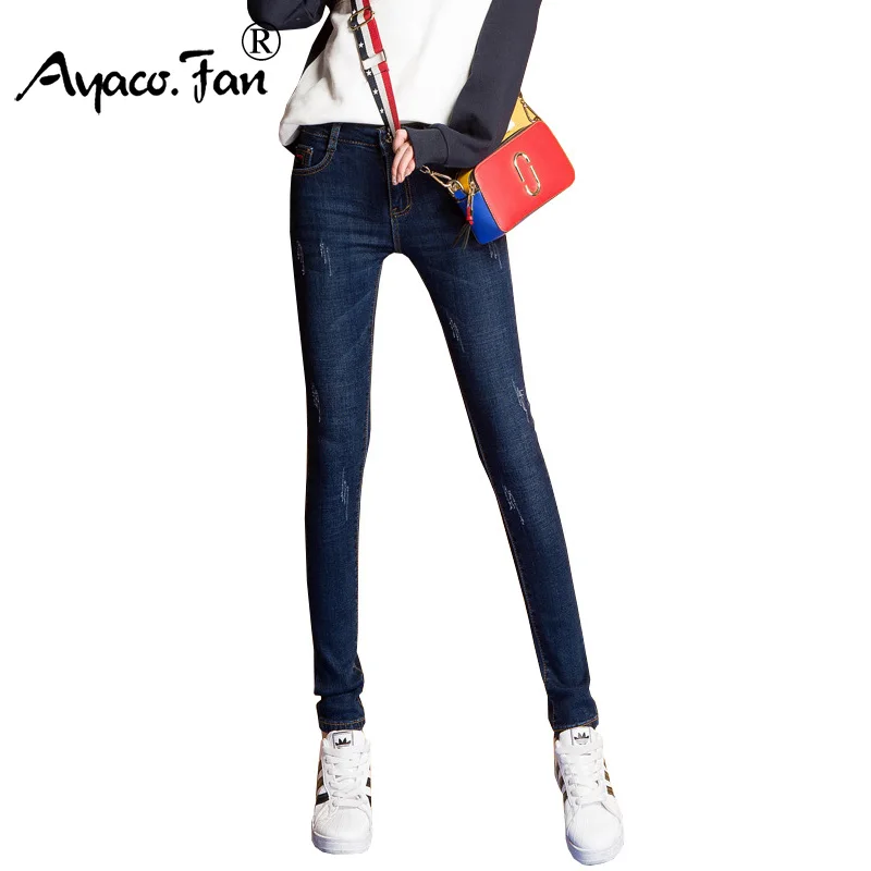 Buy 2018 Spring Autumn Women Full Length Blue Jeans