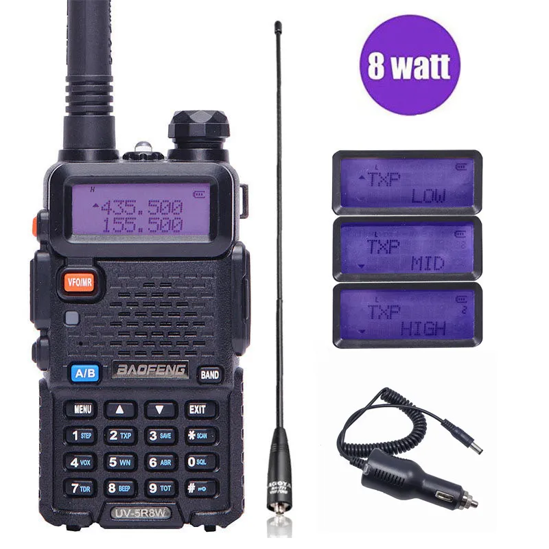 BaoFeng UV 5R 8Watts powerful 8W Walkie Talkie 10KM long range Two way CB portable radio ham