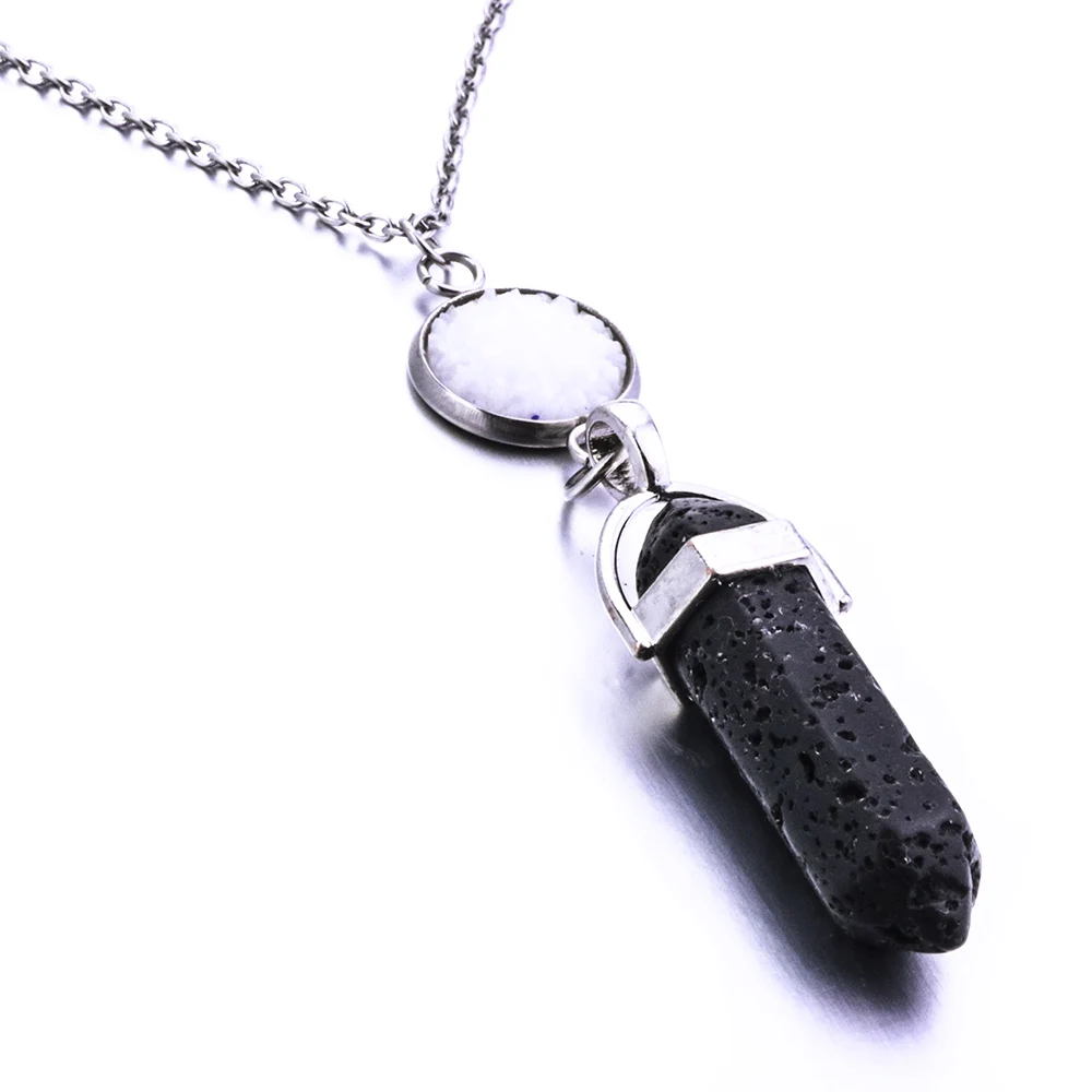 Drusy натуральный камень шестигранная призма черный лавовый ароматерапия эфирное
