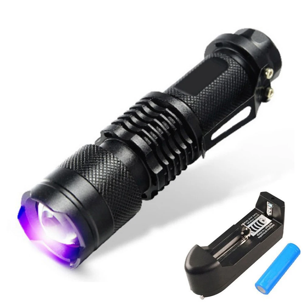 

TMWT UV Flashlight Ultra Violet Light With Zoom Function Rechargeable Mini UV Black Light Pet Urine Stains Detector
