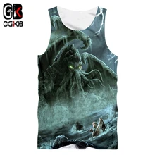 OGKB модные безрукавки для взрослых хип-хоп Уличный 3D жилет с принтом осьминога Повседневный большой размер костюм мужской летний жилет