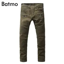 Batmo 2018 Новый Для мужчин; ночные клубы Army Green Джинсы для женщин, модные дизайнерские многие карманные джинсы Для мужчин, плюс-Размер 28-38