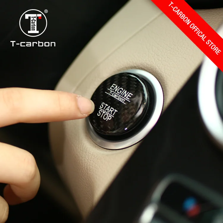 T-carbon Carbon Fiber Car-styling Engine Start Stop Button Cover Cap Trim For Mercedes Benz