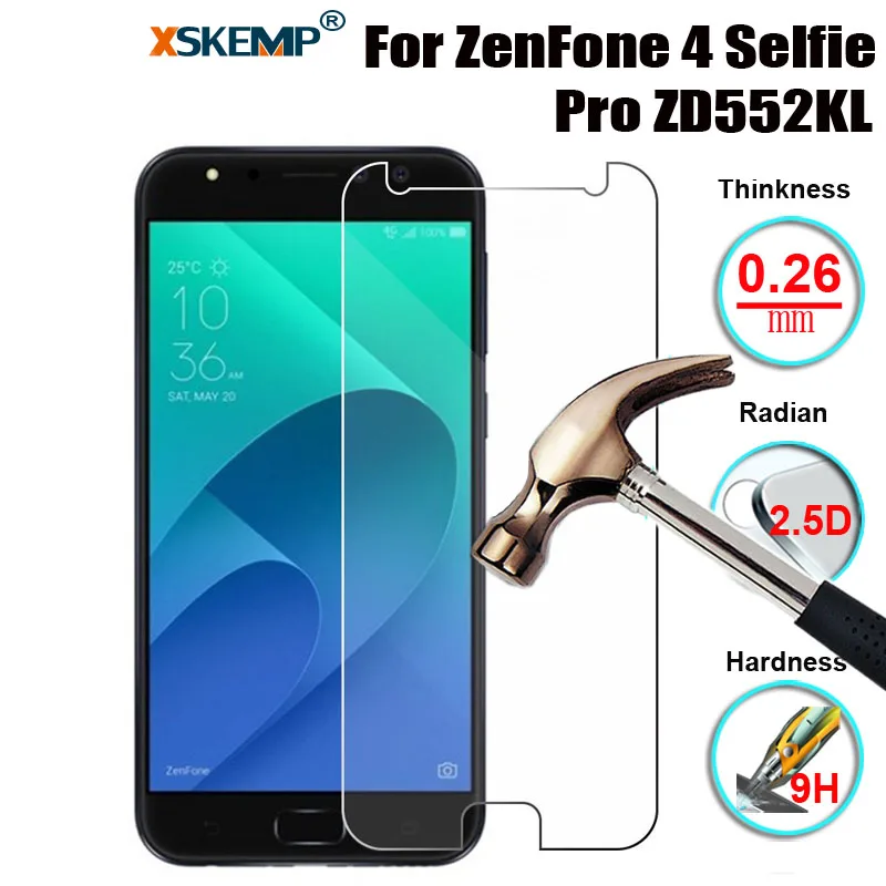 Закаленное стекло XSKEMP 9H Для ZenFone 4 Selfie Pro ZD552KL защита экрана Взрывозащищенная