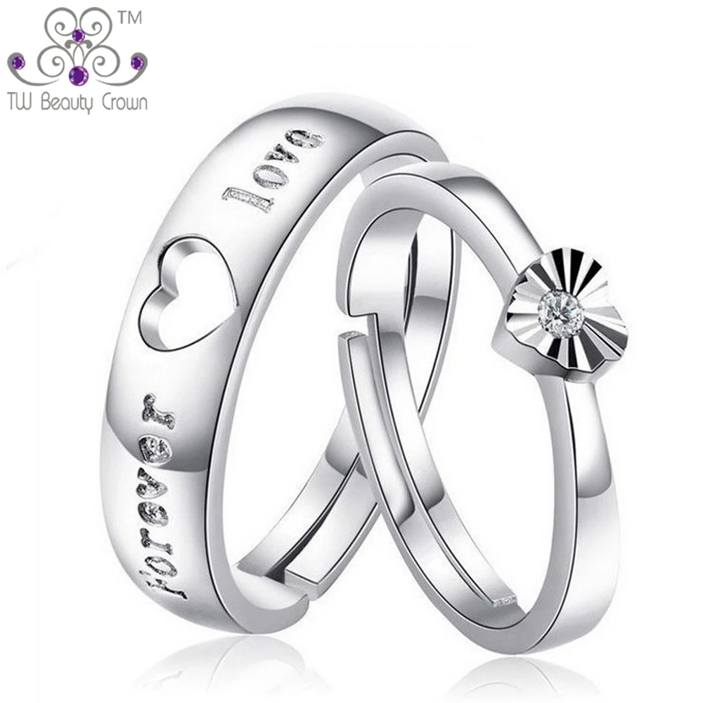 

2017 Genuine 925 Sterling Silver Romantic Forever Love Heart Rings For Lovers Couples Wedding & Engagement Fashion Jewelry