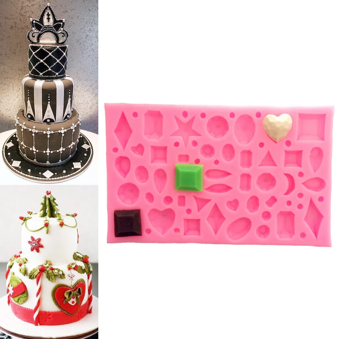 

Kitchen 1PC Baking Pan Crystal Star Heart Diamond Shape Silicone Cake Mold Chocolate Soap Molds Fondant Pastry Tool
