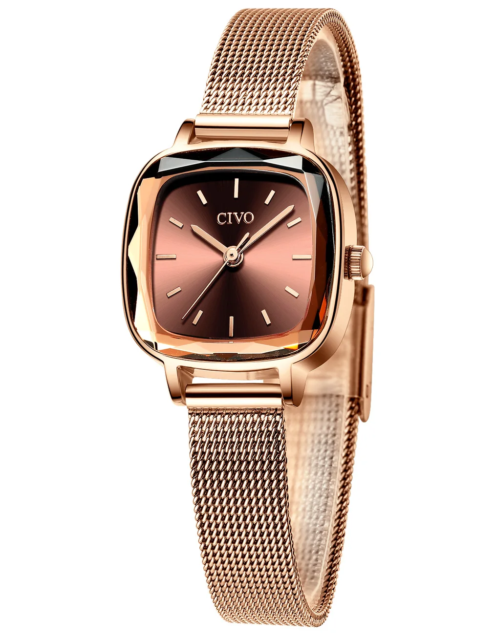 CIVO новые модные Лидирующий бренд часы женские водонепроницаемые женские наручные часы женские сетчатый ремешок кварцевые наручные часы Feminino 8102 - Цвет: mesh rosegold