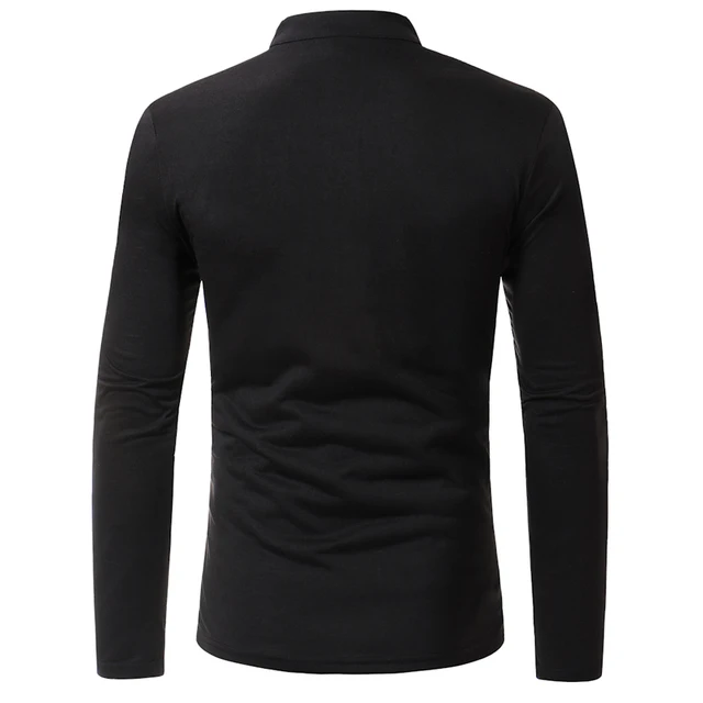 Autumn Long Sleeve Business Casual Male Polo Shirt Solid Color Slim Fashion Plus Size White Shirts 3xl