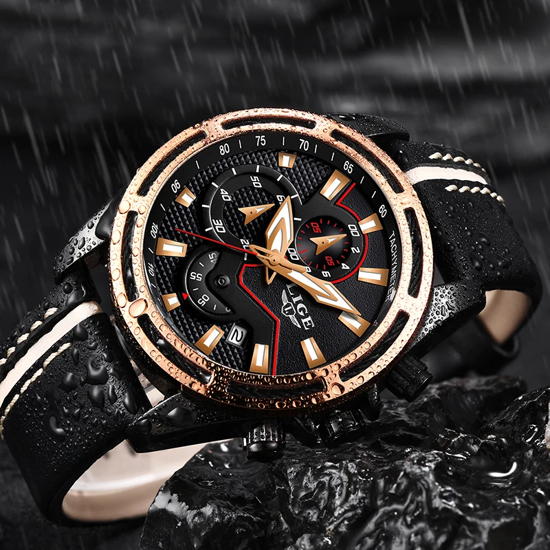 

Relogio Masculino LIGE The New Top Brand Luxury Mens Watches Casual Quartz Watch Men Leather Military Waterproo Sport Wristwatch