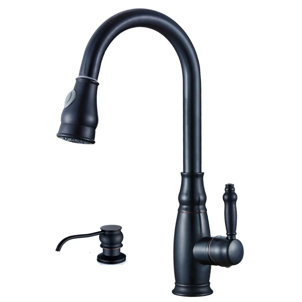 

2-jet Faucet Kitchen Pull-out Spray ORB Kitchen Faucet with Shower Mixer tap Sink Mixer Faucet with Soap Dispenser
