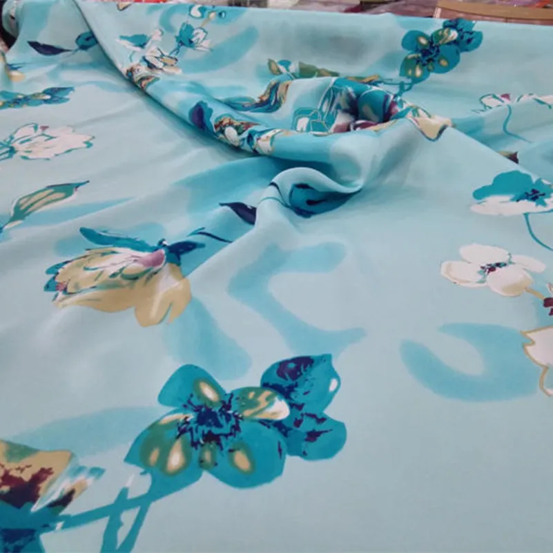 

New Free shipping 100% mulberry silk fabric floral printed for dress curtains clothing bedding scarf LS10223