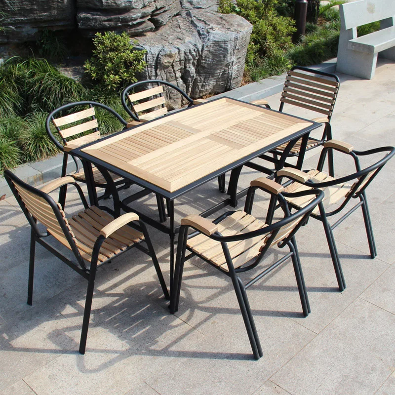 Iron And Wood Patio Furniture Cast Table Set Of 4 Garden Furniture Picture More Detailed About Outdoor Iron And Wood Patio