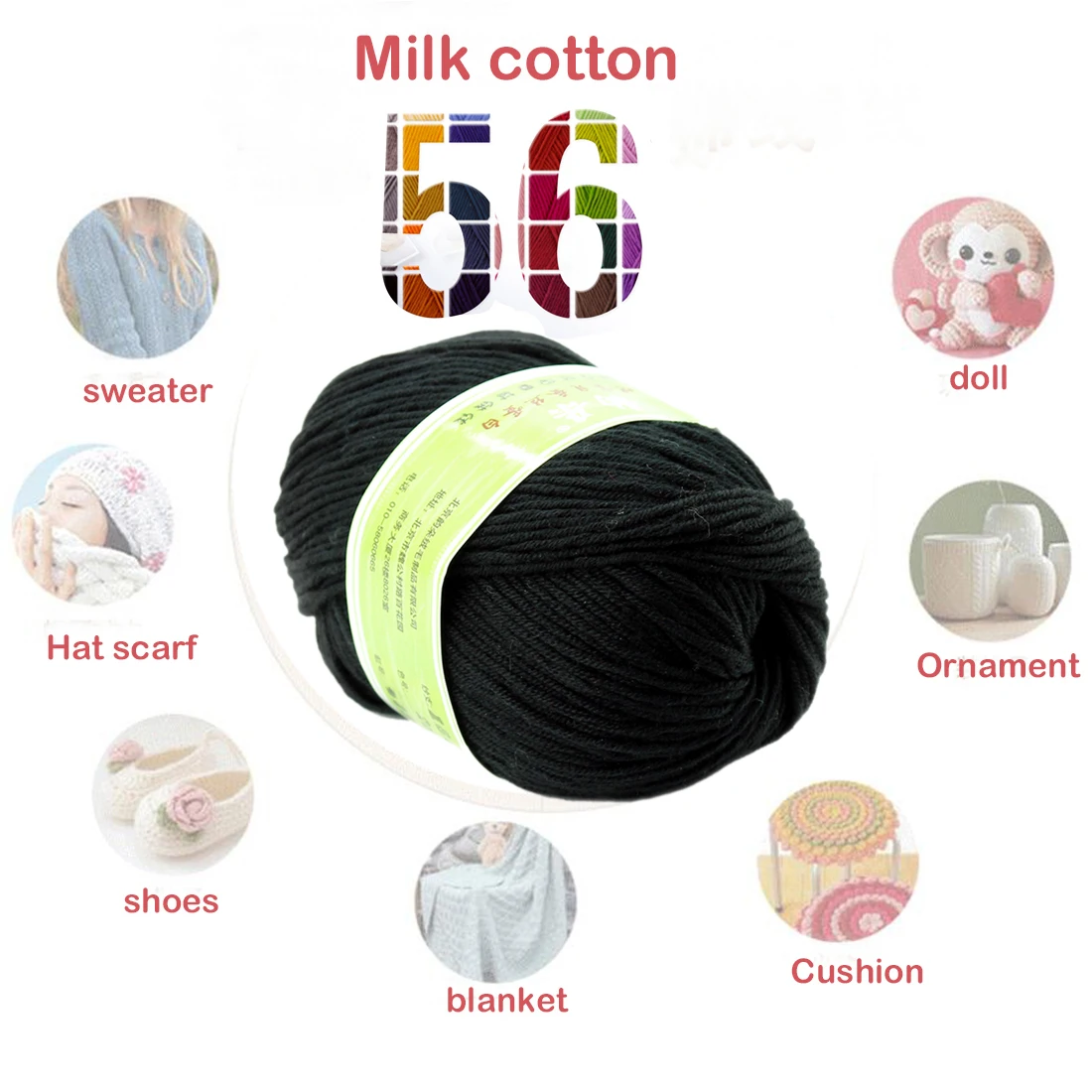 Baby Yarn Natural Bamboo Cotton Hand Knitting DIY Woolen 1Pc Colorful