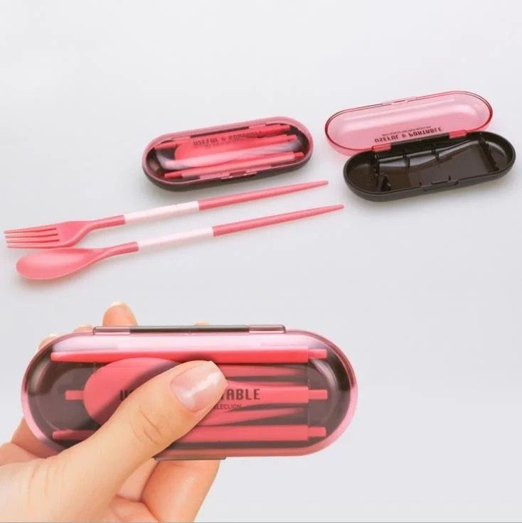 

Urijk 3PCs/Set Cutlery Dinnerware Mini Outdoors Portable Travel Sets Candy Color Folding Dinner Set Student Kids Kitchen Tool