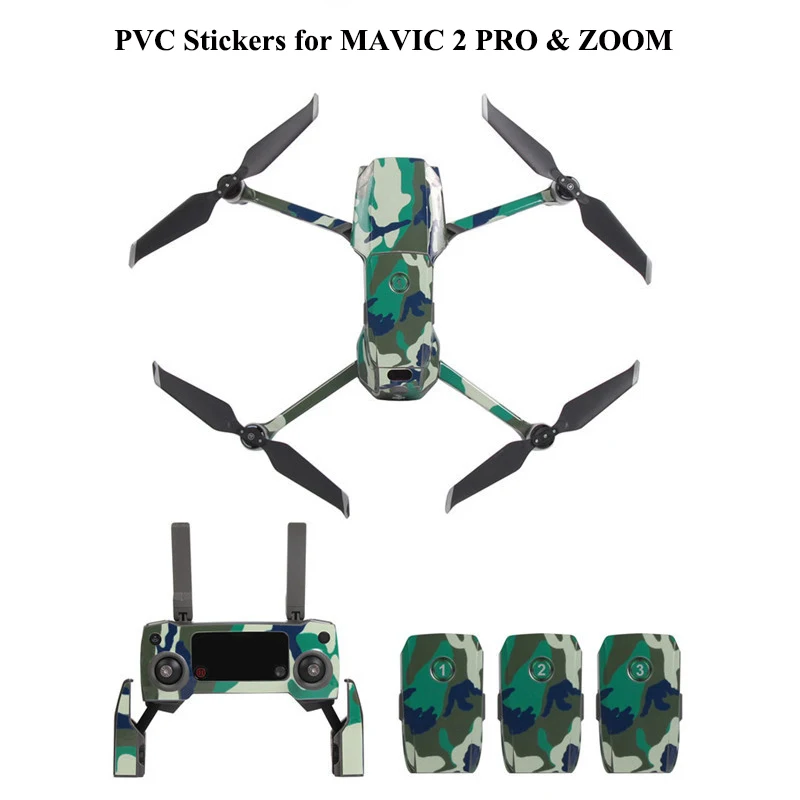 

PVC Decorative Stickers Camouflage Skin for DJI MAVIC 2 PRO & ZOOM Cool Arms Decals Remote Controller Battery Wrap